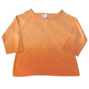 Casual Corner Annex Ombré Peachy Orange to Orange Boatneck 3/4 Sleeve Sweater L